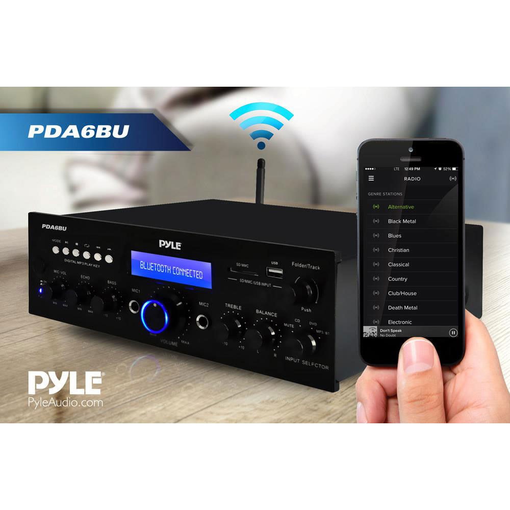 Pyle PDA6BU Bluetooth 200W Stereo Amplifier Receiver With Remote FM MP3 ...